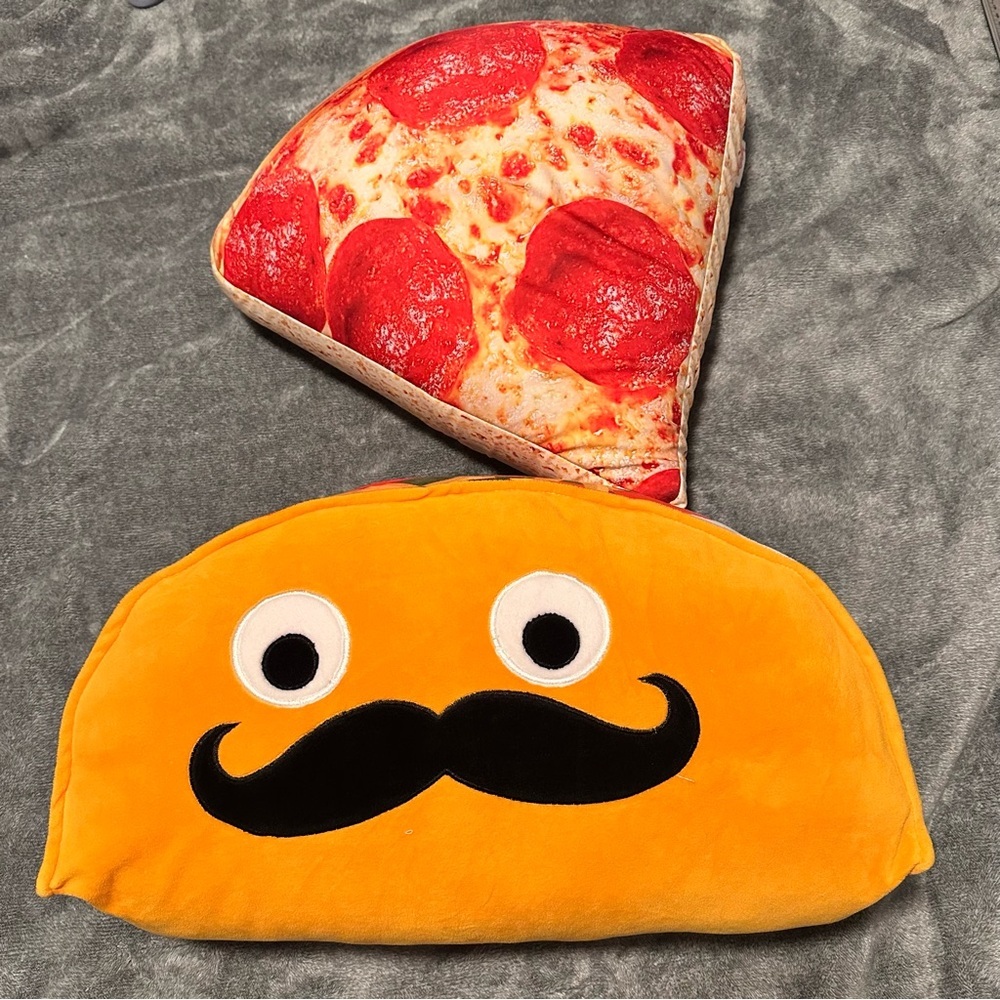 Taco and Pizza Decorative Novelty Pillows Medium Size Food